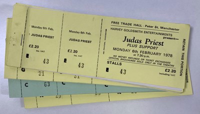 Lot 139 - MANCHESTER FREE TRADE HALL TICKET ARCHIVE - JUDAS PRIEST.