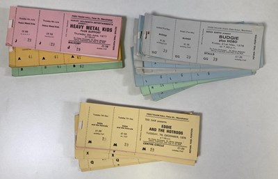 Lot 141 - MANCHESTER FREE TRADE HALL TICKET ARCHIVE - BUDGIE / EDDIE AND THE HOT RODS / HEAVY METAL KIDS.