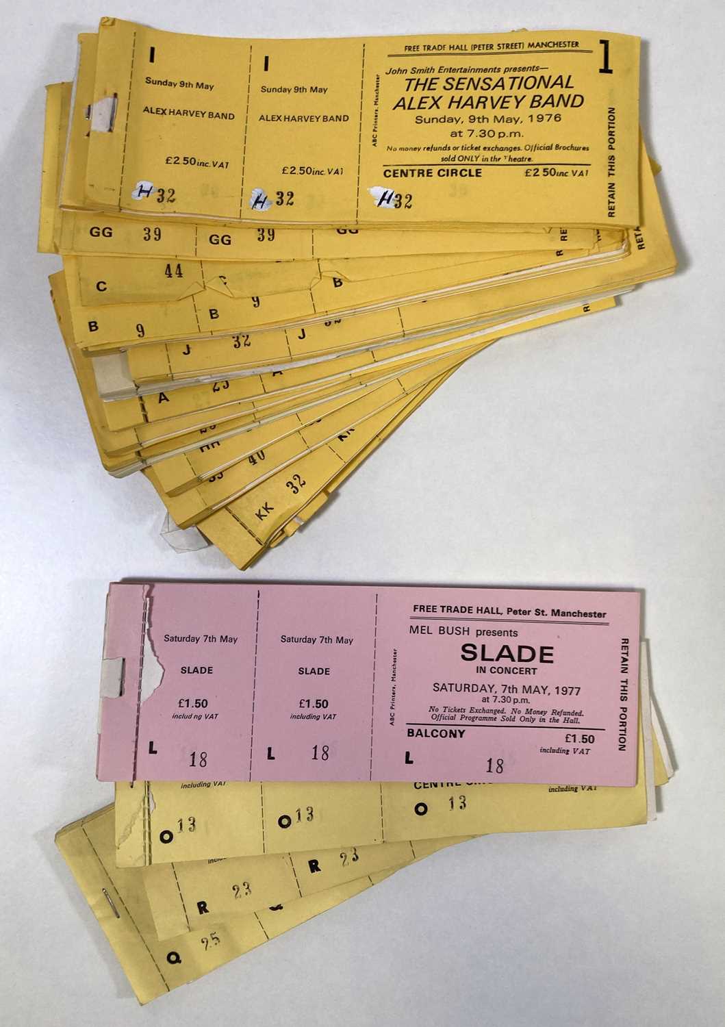 Lot 149 - MANCHESTER FREE TRADE HALL TICKET ARCHIVE - ALEX HARVEY BAND / SLADE.