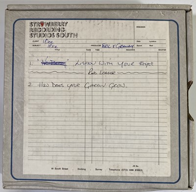 Lot 441 - 10CC MASTER TAPE FROM STRAWBERRY STUDIOS - LISTEN WITH YOUR EYES.