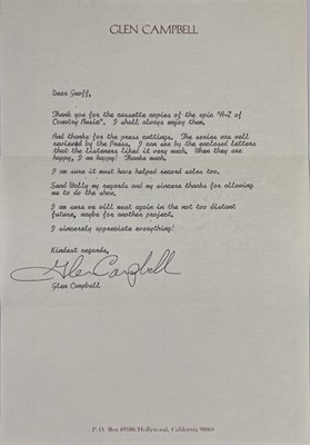 Lot 361 - CONWAY TWITTY / GLEN CAMPBELL - SIGNED CORRESPONDENCE.