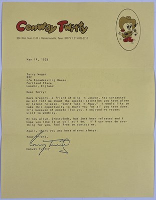 Lot 361 - CONWAY TWITTY / GLEN CAMPBELL - SIGNED CORRESPONDENCE.