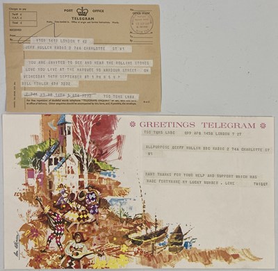 Lot 506 - THE ROLLING STONES / TWIGGY - TELEGRAMS / PERSONAL INVITES.