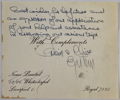 Lot 528 - BRIAN EPSTEIN - ORIGINAL HANDWRITTEN NOTE.