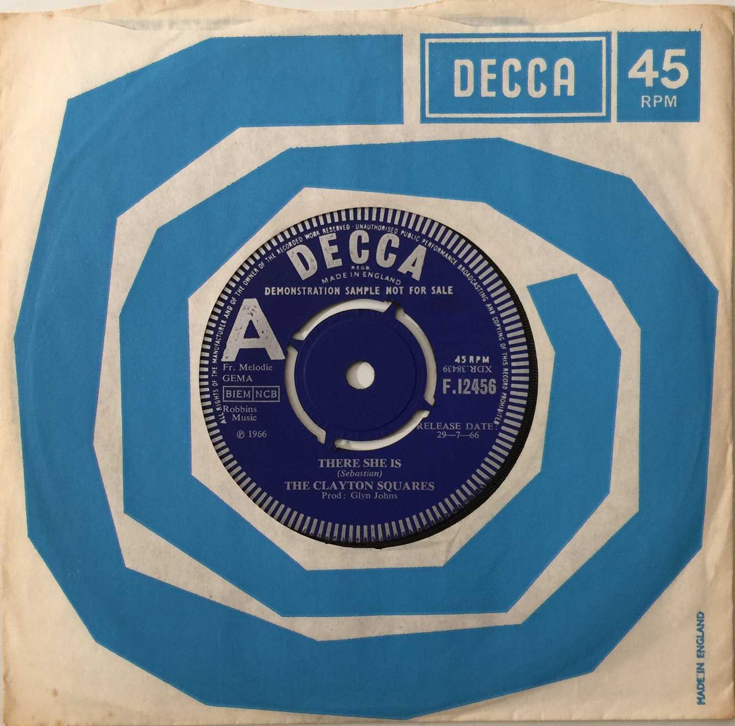 Lot 54 - THE CLAYTON SQUARES - THERE SHE IS 7" (ORIGINAL UK DEMO - DECCA F 12456)