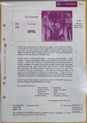 Lot 60 - CAMEL/WHITESNAKE - ORIGINAL BBC TRANSCRIPTION SERVICE LPs