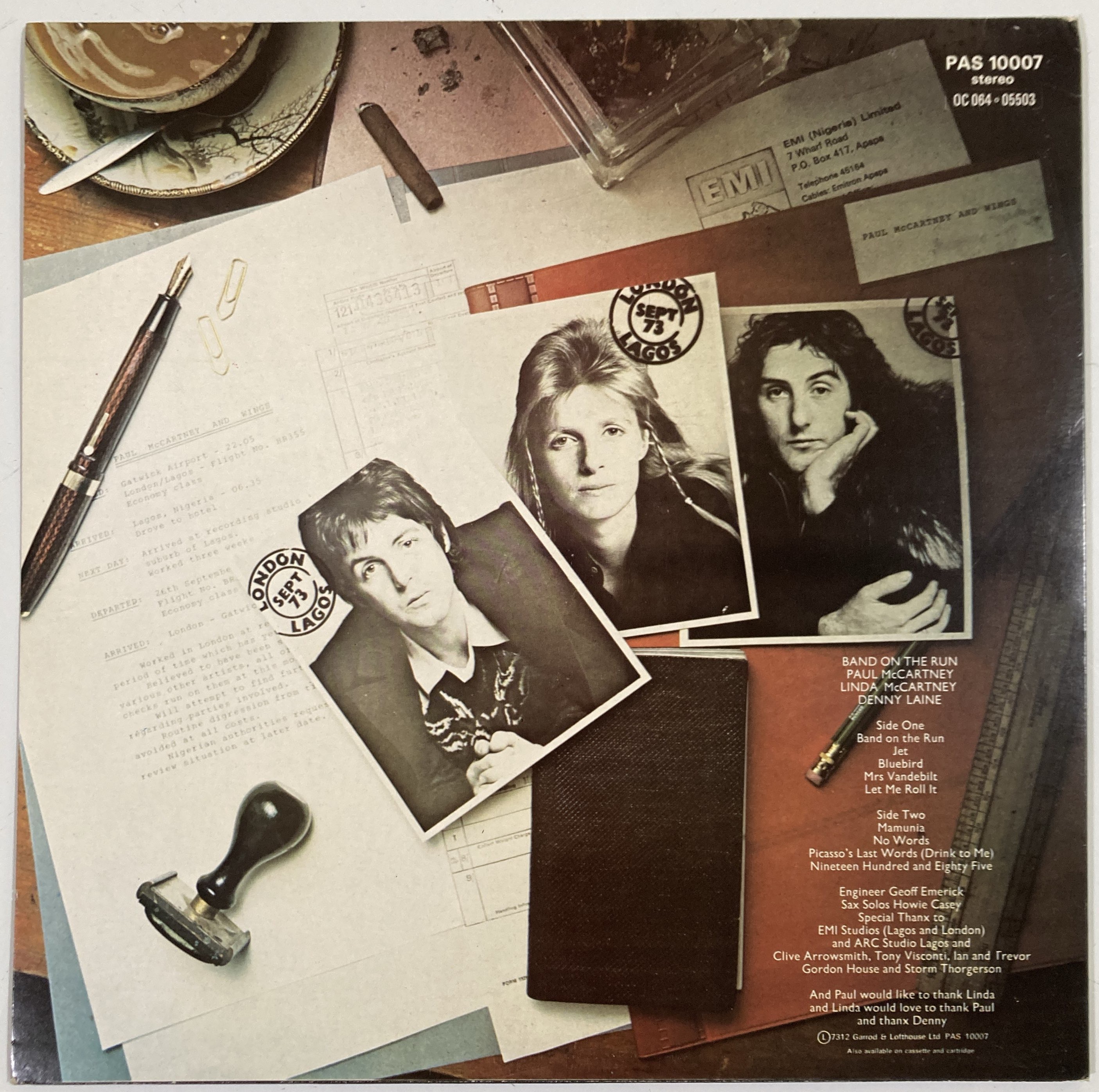 Lot 79 PAUL McCARTNEY & WINGS BAND ON THE RUN LP