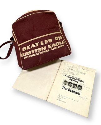 Lot 529 - THE BEATLES - A FULLY SIGNED HARD DAY'S NIGHT PREMIERE PROGRAMME AND A RARE FLIGHT BAG OWNED BY PAUL MCCARTNEY.