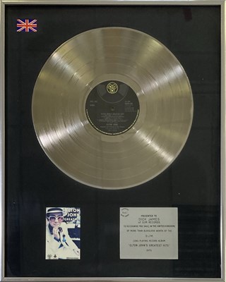 Lot 357 - ELTON JOHN - GREATEST HITS BPI AWARD.