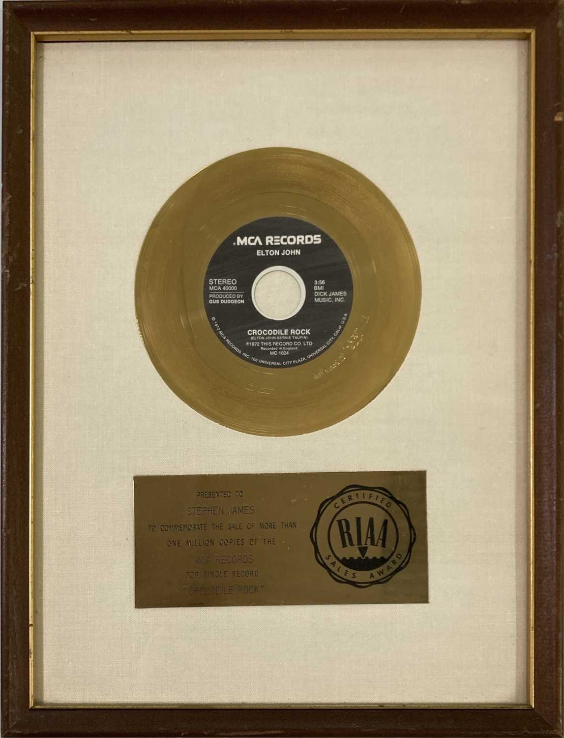 Lot 364 - ELTON JOHN - CROCODILE ROCK.. GOLD RIAA AWARD.