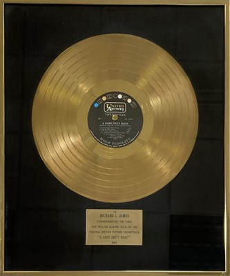 Lot 530 - THE BEATLES - A HARD DAY'S NIGHT GOLD DISC AWARD.