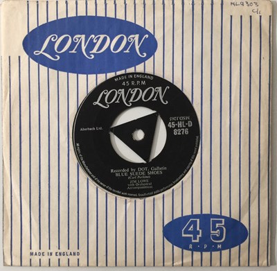 Lot 184 - JIM LOWE - BLUE SUEDE SHOES 7" (ORIGINAL UK COPY - LONDON 45-HL-D 8276)