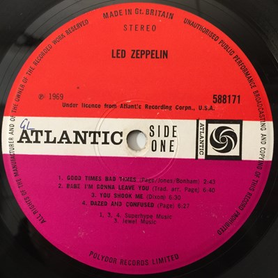 Lot 200 - LED ZEPPELIN - 'I' LP (FIRST UK 'TURQUOISE' COPY - ATLANTIC 588171 - UNCORRECTED 8s)