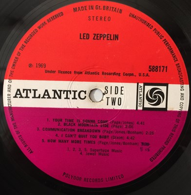 Lot 200 - LED ZEPPELIN - 'I' LP (FIRST UK 'TURQUOISE' COPY - ATLANTIC 588171 - UNCORRECTED 8s)