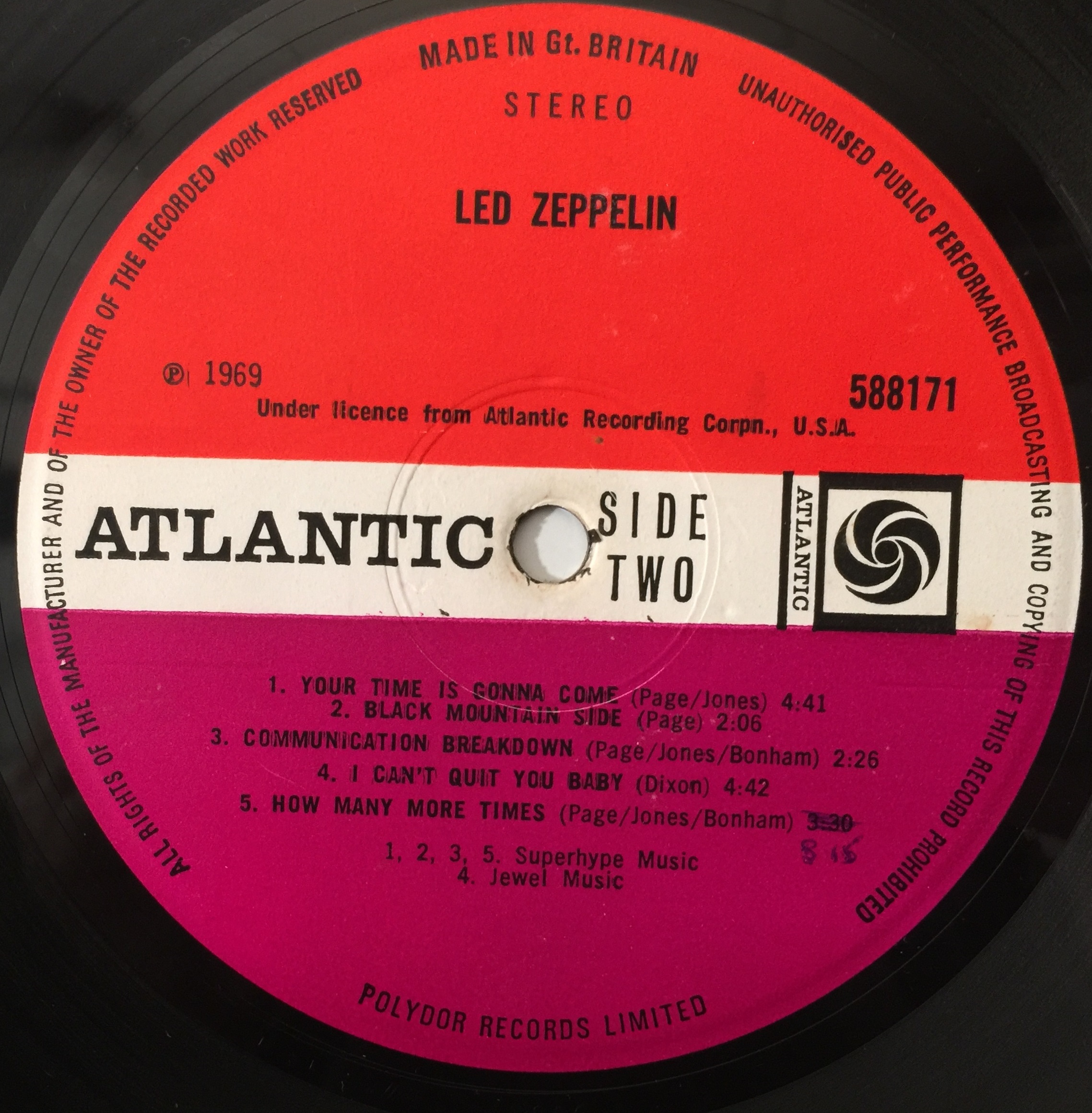 Lot 200 - LED ZEPPELIN - 'I' LP (FIRST UK 'TURQUOISE'