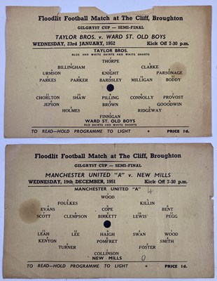 Lot 72 - MANCHESTER UNITED - A RARE PROGRAMME FOR THE GILGRYST CUP V NEW MILLS, DEC 1951.