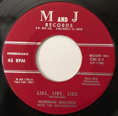Lot 16 - NORMAN BULLOCK - LIES LIES LIES/ MOANIN THE BLUES 7" (US ROCKABILLY - M&J RECORDS CW-2)