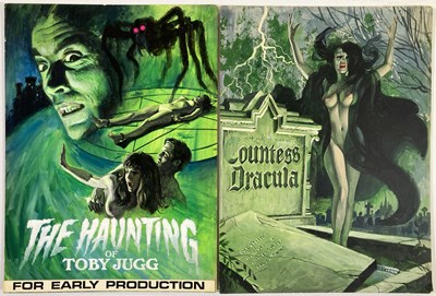 Lot 290 - HAMMER HORROR - ORIGINALHAND PAINTED POSTER DESIGN BOARDS.