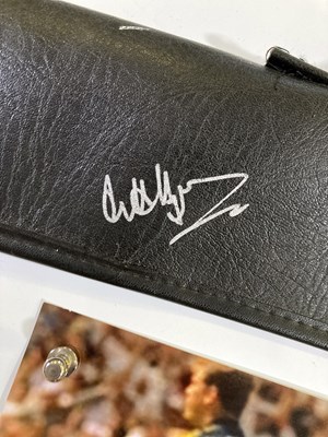 Lot 19 - SNOOKER CASE SIGNED BY JIMMY WHITE AND ALEX HIGGINS - SIGNED PAUL GASCOIGNE POSTER.
