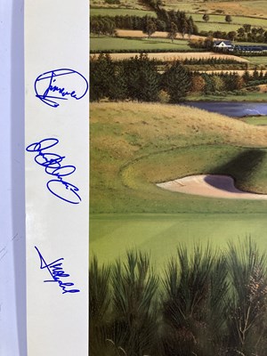 Lot 60 - GOLF MEMORABILIA - A RYDER CUP 2014 PRINT SIGNED BY 17 OF TEAM EUROPE.