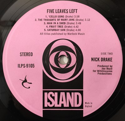 Lot 216 - NICK DRAKE - FIVE LEAVES LEFT LP (ORIGINAL UK PRESSING - ISLAND ILPS 9105).