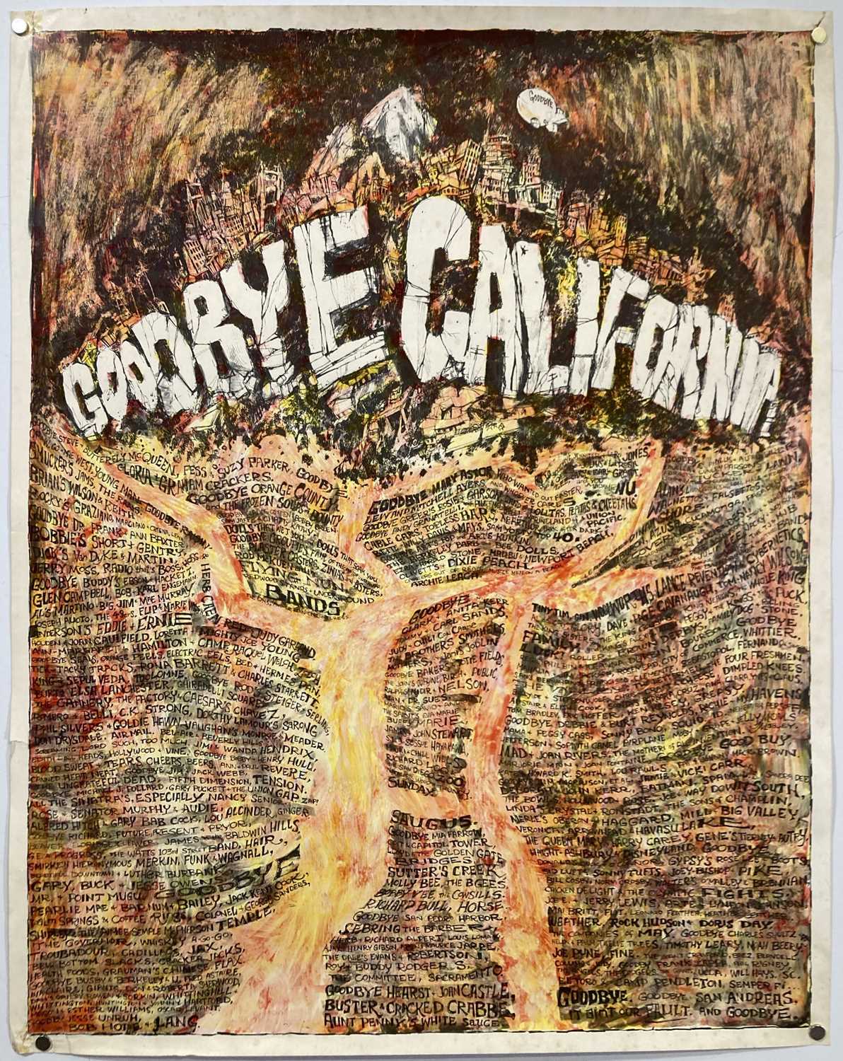 Lot 232 - WILLIAM WHITTAKER - GOODBYE CALIFORNIA POSTER.