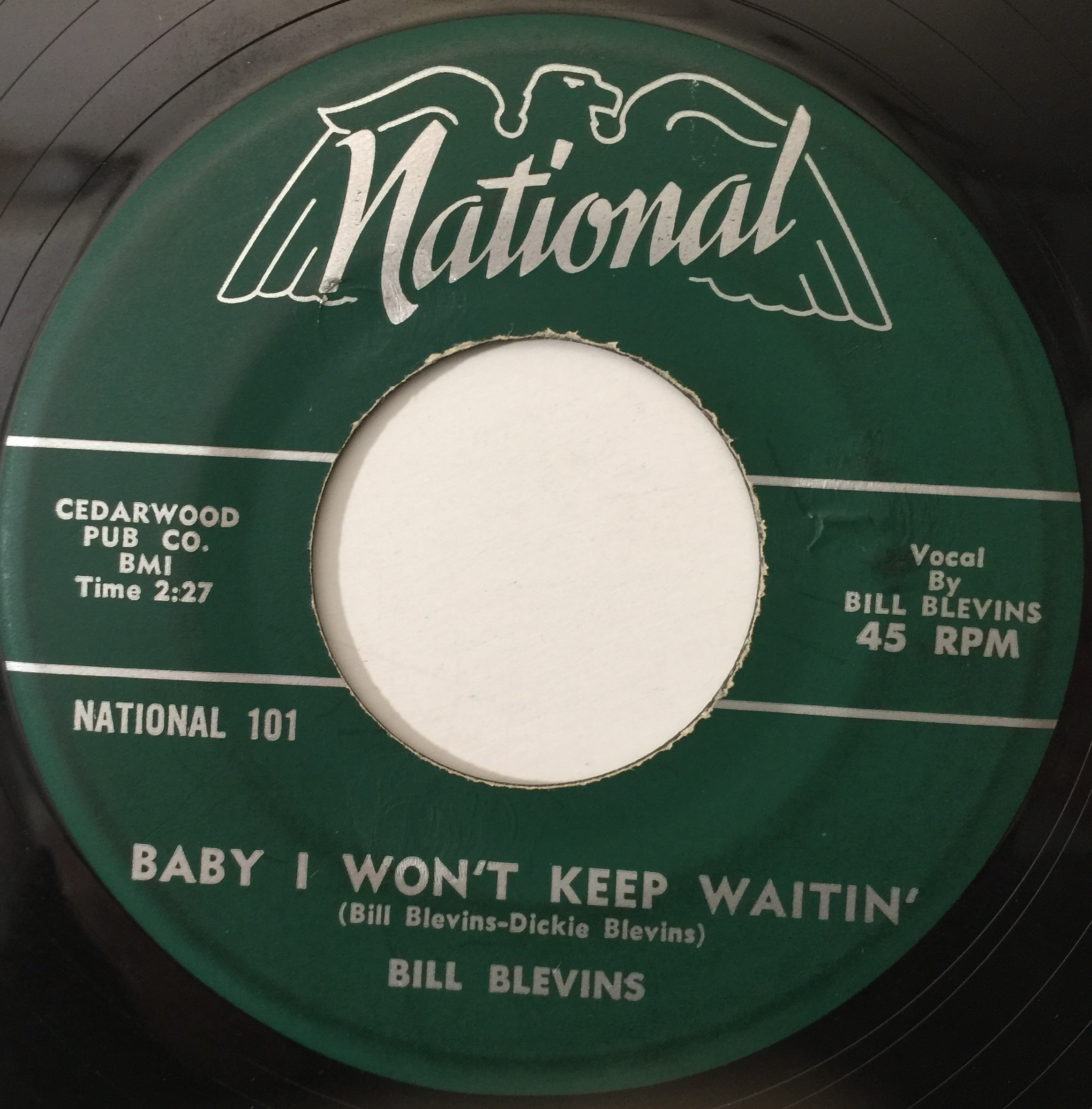 Lot 65 - BILL BLEVINS - CRAZY BLUES / BABY I WON'T