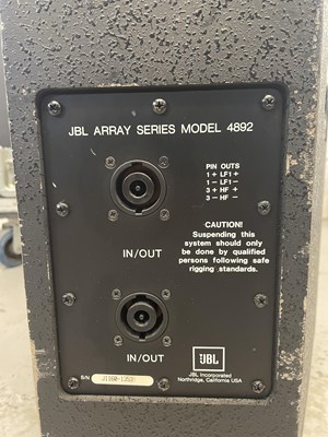 Lot 24 - STRAWBERRY STUDIOS - STRAWBERRY RENTALS COLLECTION - JBL ARRAY 4892 PAIR IN FLIGHT CASE.