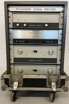 Lot 42 - STRAWBERRY STUDIOS - STRAWBERRY RENTALS COLLECTION - FLIGHT CASE WITH RACK MOUNTED AMCRON AMPS.
