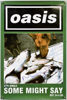 Lot 213 - OASIS - A FULLY SIGNED SOME MIGHT SAY PROMOTIONAL POSTER.