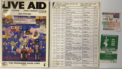 Lot 374 - LIVE AID PROGRAMME, PASSES, RUNNING ORDER