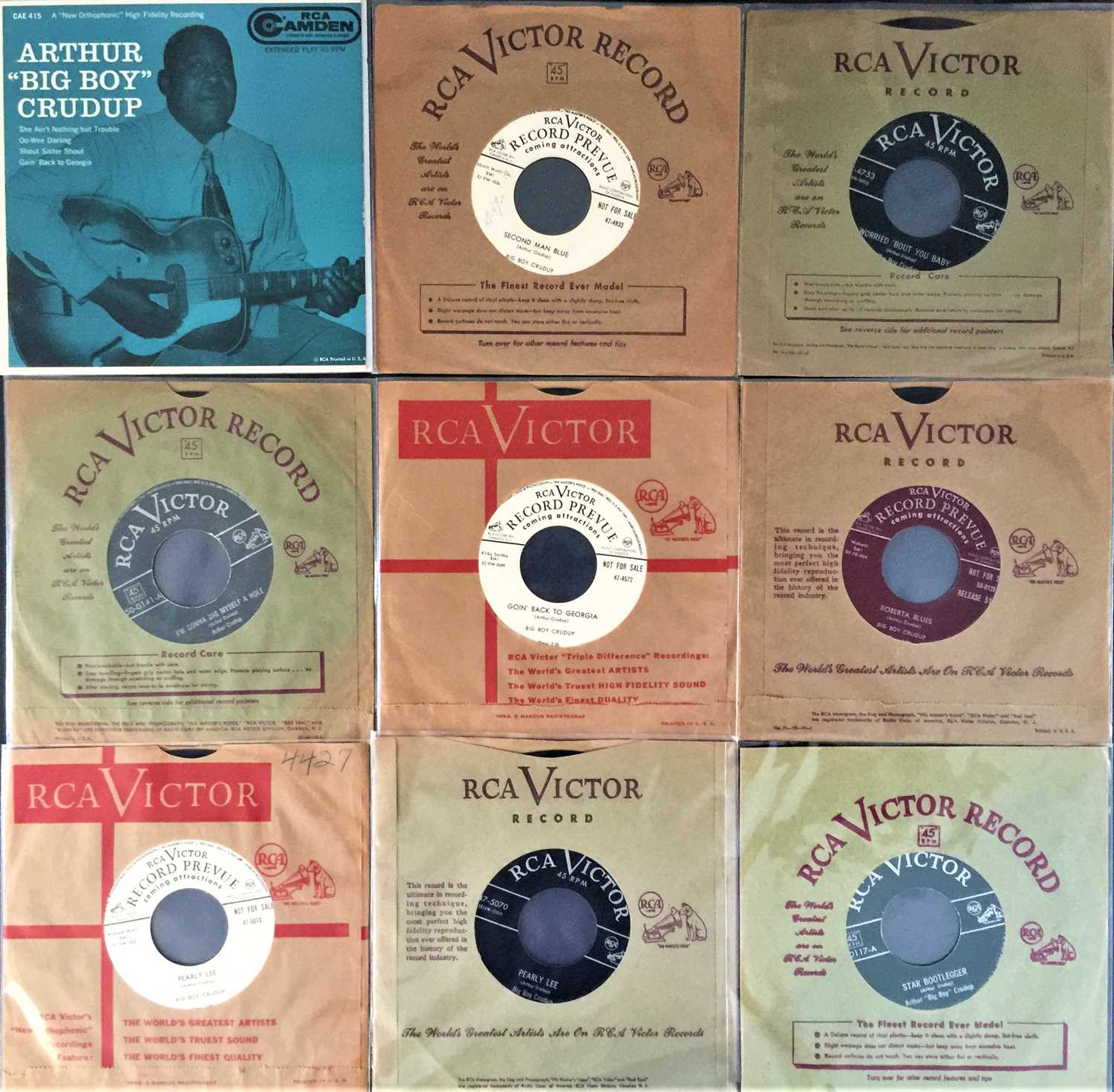 Lot 175 - ARTHUR 'BIG BOY' CRUDUP - ORIGINAL US RCA VICTOR 7" COLLECTION (PLUS EP)