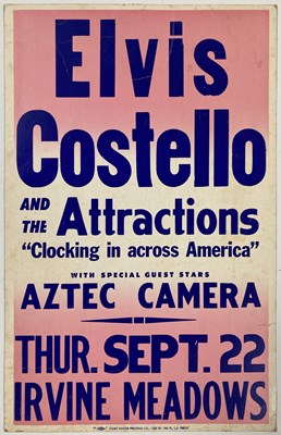 Lot 226 - ELVIS COSTELLO - A US WINDOW CARD CONCERT POSTER.