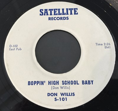 Lot 198 - DON WILLIS - BOPPIN' HIGH SCHOOL BABY / WARRIOR SAM (SATELLITE S-101)