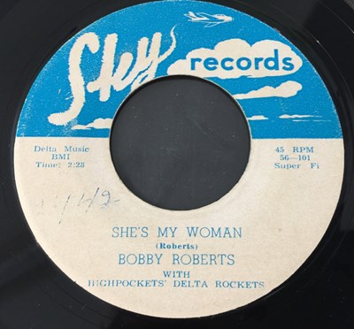 Lot 213 - BOBBY ROBERTS WITH HIGHPOCKETS' DELTA ROCKETS - BIG SANDY 7" (SKY RECORDS 56-101 - ORIGINAL US RECORDING)