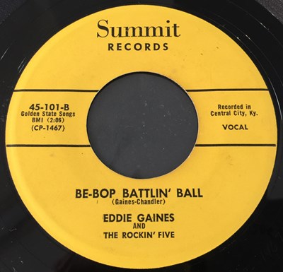 Lot 255 - EDDIE GAINES AND THE ROCKIN' FIVE - BE-BOP BATTLIN' BALL C/W TRY THIS HEART FOR SIZE 7" (SUMMIT RECORDS 45-101 - ORIGINAL US COPY)