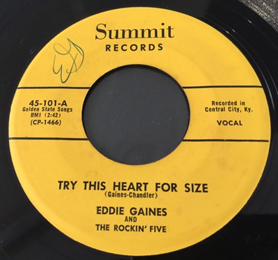Lot 255 - EDDIE GAINES AND THE ROCKIN' FIVE - BE-BOP BATTLIN' BALL C/W TRY THIS HEART FOR SIZE 7" (SUMMIT RECORDS 45-101 - ORIGINAL US COPY)