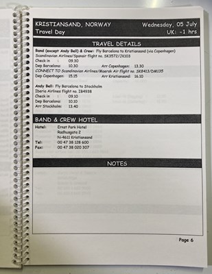 Lot 134 - OASIS - TOSHIBA BRANDED FLEECE AND 2000 TOUR ITINERARY.