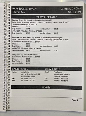 Lot 134 - OASIS - TOSHIBA BRANDED FLEECE AND 2000 TOUR ITINERARY.