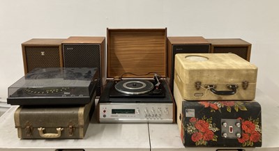 Lot 75 - PORTABLE RECORD PLAYERS AND SPEAKERS (HACKER, PHILLIPS, SANYO)