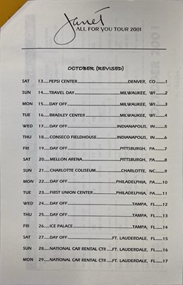 Lot 155 - JANET JACKSON - TOUR ITINERARIES AND EPHEMERA