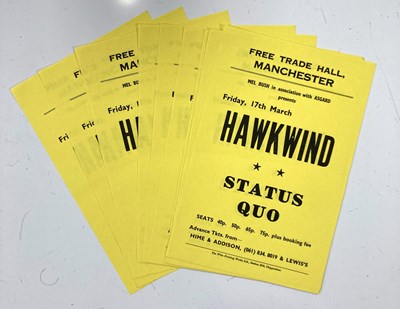 Lot 159 - HAWKWIND / STATUS QUO - 10 MANCHESTER FREE TRADE HALL HANDBILLS.