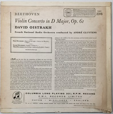 Lot 127 - DAVID OISTRAKH - BEETHOVEN VIOLIN CONCERTO LP (ORIGINAL UK STEREO RECORDING - SAX 2315).