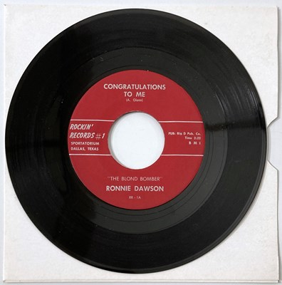 Lot 330 - RONNIE DAWSON - ROCKIN' BONES C/W CONGRATULATIONS TO ME 7" (ROCKIN' RECORDS #1 - ORIGINAL US COPY)