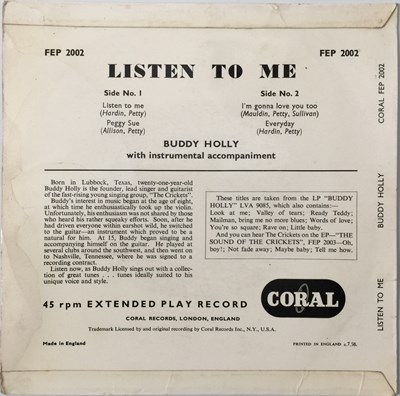 Lot 731 - BUDDY HOLLY - LISTEN TO ME EP 7" (ORIGINAL UK 'NO GLASSES' RELEASE - FEP 2002)