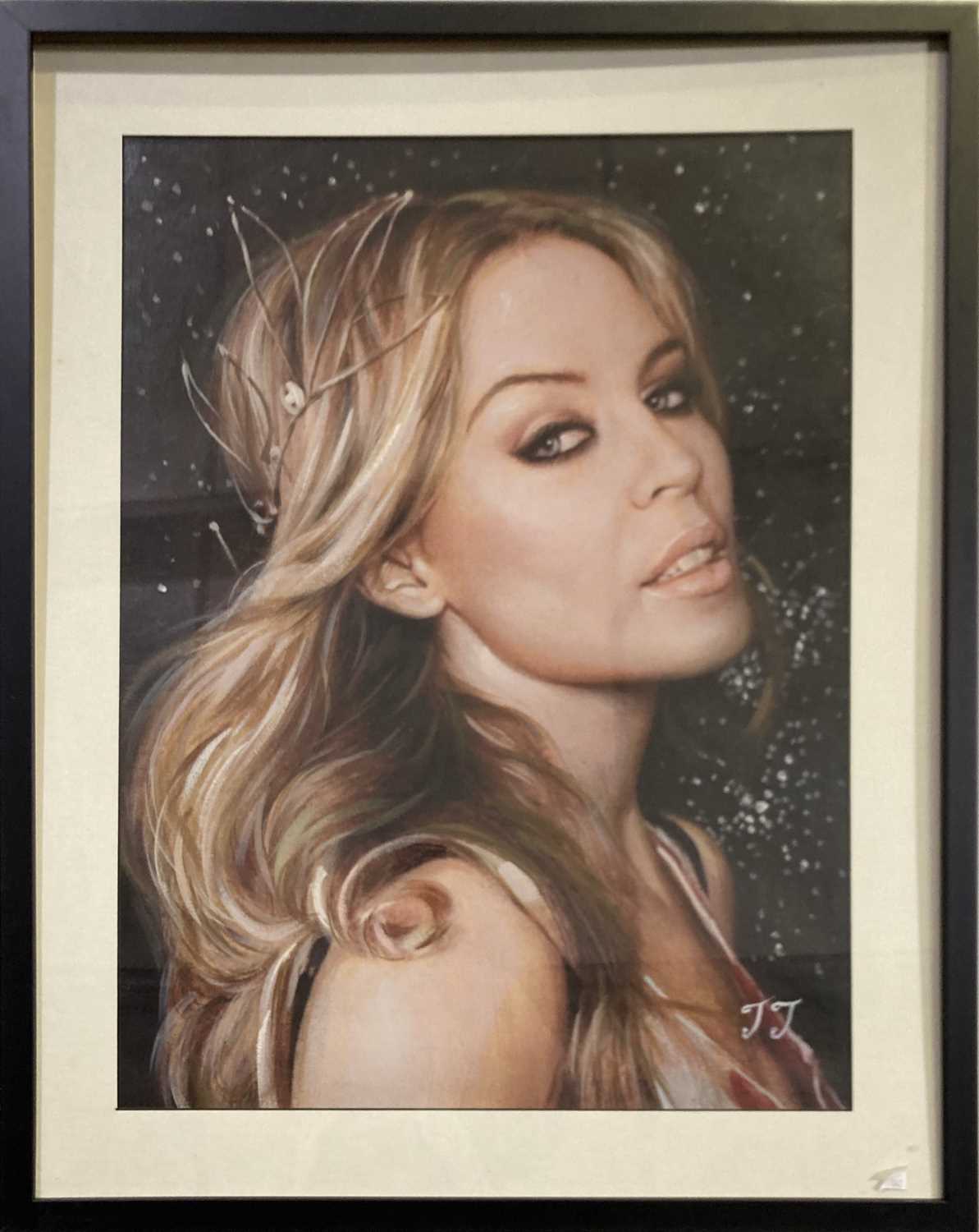 Lot 403 - KYLIE MINOGUE ORIGINAL ARTWORK, MIXED MEDIA ON CANVAS.