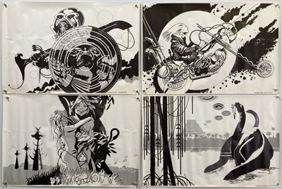 Lot 235 - HAWKWIND - SET OF FIVE BARNEY BUBBLES DESIGNED POSTERS.