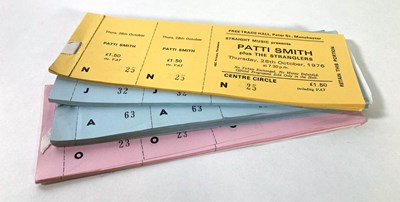 Lot 165 - MANCHESTER FREE TRADE HALL TICKET ARCHIVE - PATTI SMITH / THE STRANGLERS.