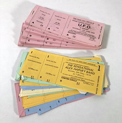 Lot 176 - MANCHESTER FREE TRADE HALL TICKET ARCHIVE - UFO/ SENSATIONAL ALEX HARVEY BAND.