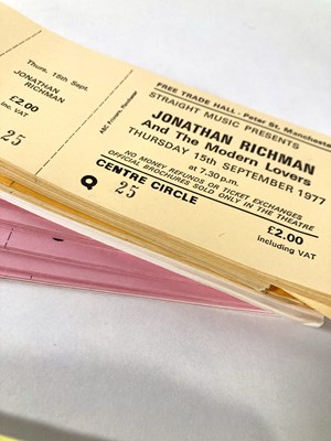 Lot 190 - MANCHESTER FREE TRADE HALL TICKET ARCHIVE - JONATHAN RICHMAN / JOHN COOPER CLARKE.